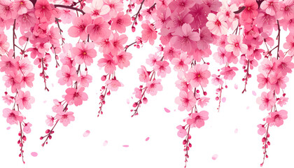 Obraz premium Hanging floral arrangements in vibrant colors. Colorful flowers in baskets with a rope. Blooming flowers in rustic hanging baskets. Fresh floral hanging garland. Colorful flower basket arrangement