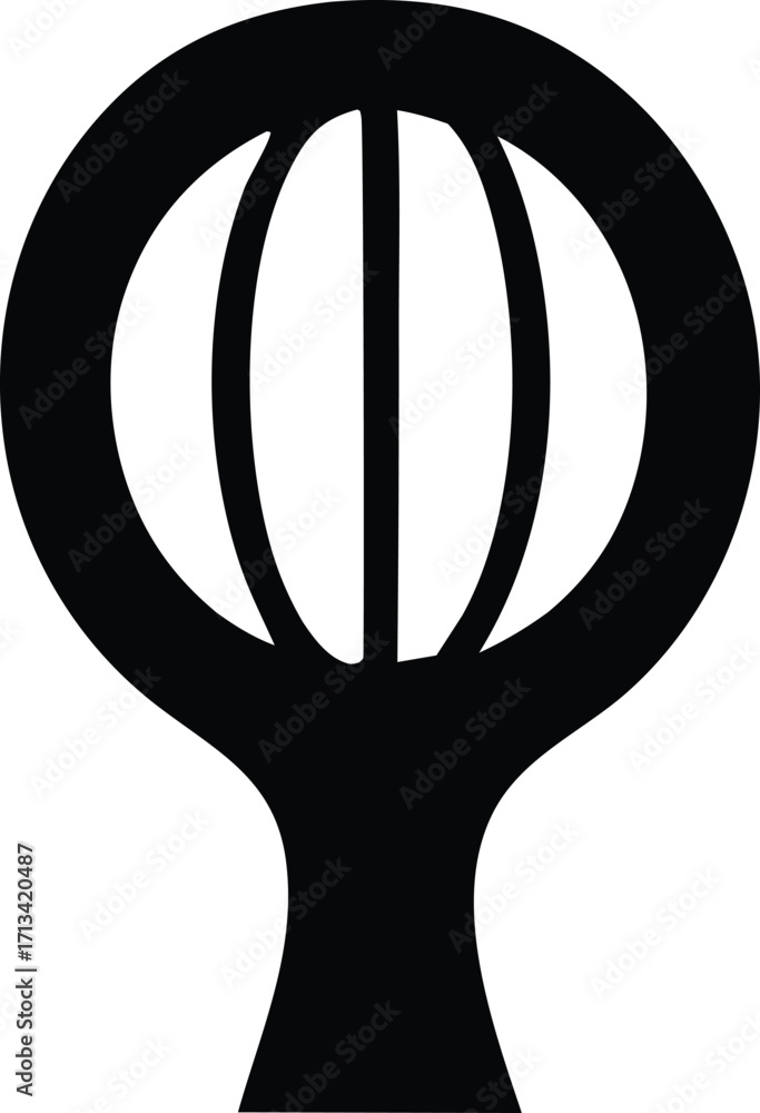 Poster abstract black silhouette symbol with circular and vertical elements representing unity concept or c