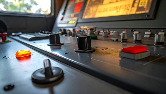Train control panel close-up
