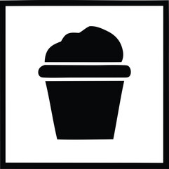 Simple black silhouette icon of a cupcake or muffin ready for dessert delicious baking treat sweet food symbol graphic element