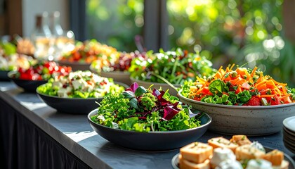 Buffet of colorful salads