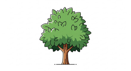 Cartoon tree illustration with green leaves for garden design and nature themed artwork vector drawing asset