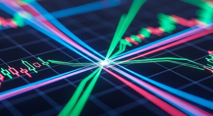 Dynamic Stock Market Chart with Glowing Lines Candlestick Graph Financial Data Visualization