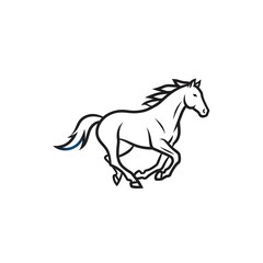 Fototapeta premium Dynamic Running White Horse Line Art Illustration on White Background