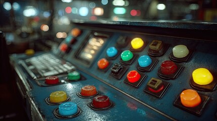 Industrial control panel with colored buttons