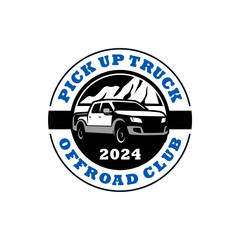 Off Road 4x4 Utility Vehicle Logo Icon. All-Terrain Pickup Truck Symbol. Auto Garage 4wd Showroom Dealership Badge. Vector Illustration