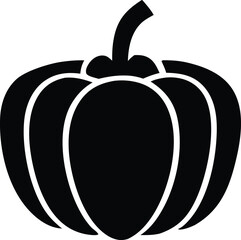 Simple black silhouette of a pumpkin with a stem ideal for autumn harvest and halloween decorations