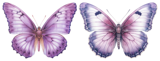 PNG Elegant purple butterflies illustration, element set on transparent background