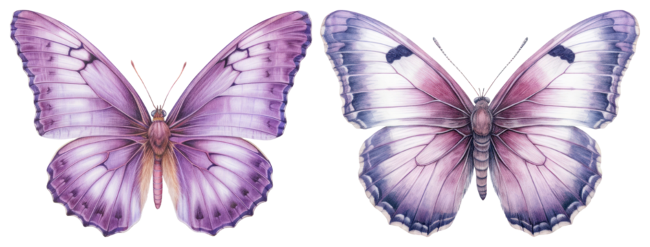 PNG Elegant purple butterflies illustration, element set on transparent background