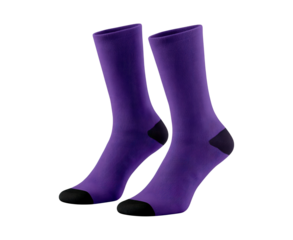 Purple and black athletic socks on transparent background, PNG