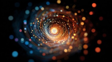 Cosmic Symphony: An awe-inspiring visualization of the universe, showcasing a spiraling galaxy filled with radiant stars and celestial bodies, each point of light adding to the cosmic dance.