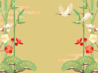 松竹梅の和風モダンな背景素材