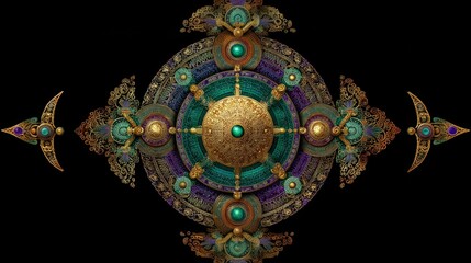 Ornamental Mandala Design: A meticulously crafted symmetrical mandala, radiant with intricate patterns, captivating detail, and a harmonious blend of colors, a feast for the eye.