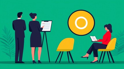 Creative office group mapping business strategy goals, flat design illustration