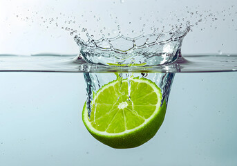 Splash of water hitting lime wedges