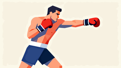 A person is boxing, hand-drawn vector illustration