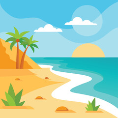 tropical beach vector illustration