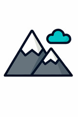Minimalist Mountain and Cloud Icon – Stylized Nature Vector