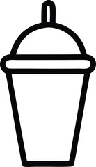 Simple outline icon of a to-go cup with lid and straw minimalist beverage container graphic for food and drink designs