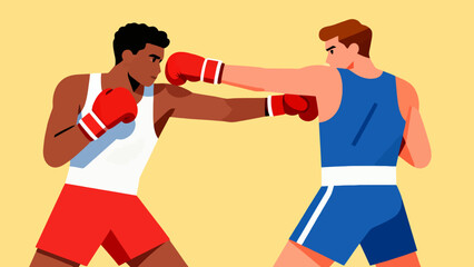 A person is boxing, hand-drawn vector illustration