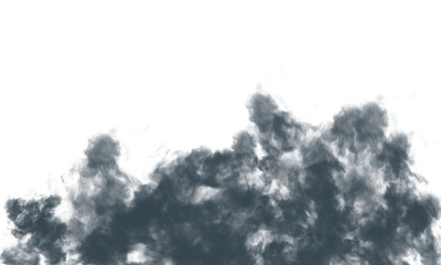 black full screen spreading cloudy smoke effect, fluffy smoke pattern on white background in one side effect smoke