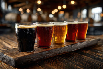 Craft beer tasting experience at a brewery with various styles