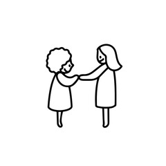 Black and White Vector Illustration of a Beautiful Mother Caring for Child in Minimalist Line Art Style