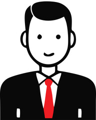Professional man in suit with red tie simple business icon for corporate use clean design for digital and print applications