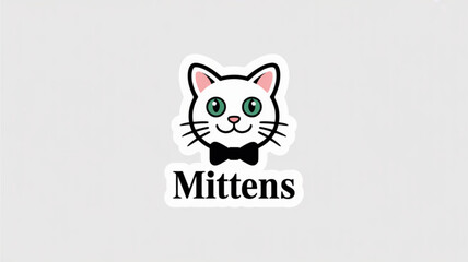 Cute white cat with bowtie vector illustration for pet lovers and animal themed designs and projects
