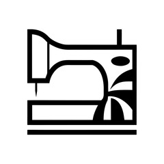 A simple linear icon of a sewing machine, symbolizing the main tool of sewing.