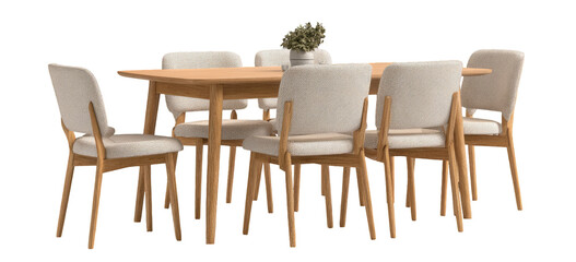 Light wood dining set with cream chairs (4)
