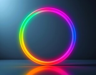 Fototapeta premium Vibrant Colorful Glowing Ring Against Dark