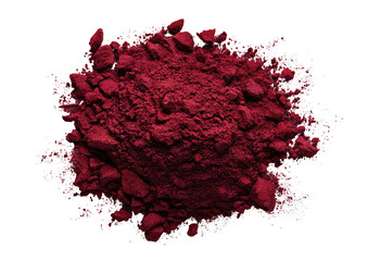 Deep crimson powder, chaotically piled, on black background