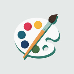 Artist Paint Palette with Brush Icon Creative Design Isolated on White