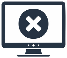 Obraz premium Computer monitor icon with a large X mark symbolizing error failure cancellation or access denied