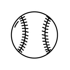Baseball Ball Icon with Seam Stitching Outline Isolated on White