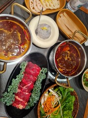 Shabu Shabu Mala soup with hot and spicy taste