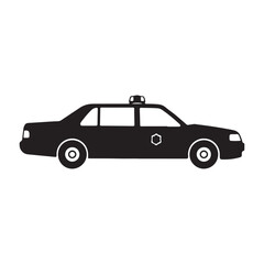 Fototapeta premium Black Taxi Cab Silhouette on White Background Illustrating Transportation and Urban Mobility Concepts for Graphic Design and Visual Communication