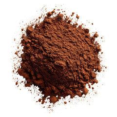 Dark brown cocoa powder pile, top view
