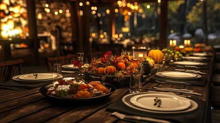 Fototapeta premium Rustic Thanksgiving Feast: A Warm Autumn Gathering