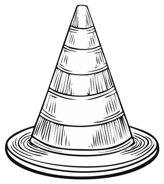 black and white traffic cone clip art preview