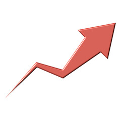 Red arrow graph indicating upward trend and growth.
