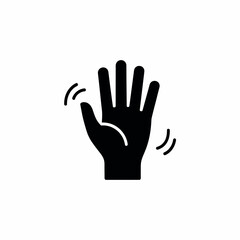 Obraz premium Black silhouette of a waving hand icon with motion lines