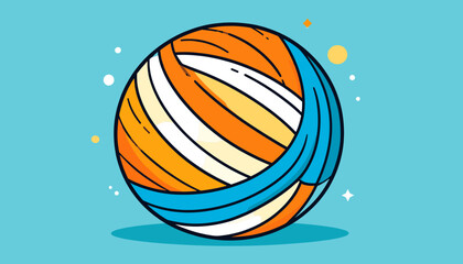Colorful yarn ball cartoon flat vector illustration