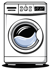 Modern Washing Machine with Water Inside Drum