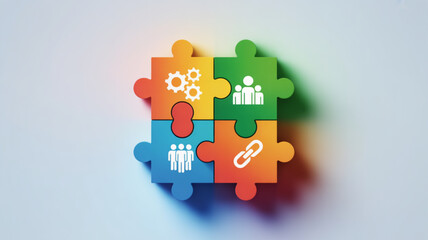 Puzzle pieces teamwork collaboration strategy business solution partnership connection concept idea innovation