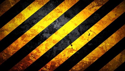 Grunge yellow black hazard stripes warning industrial texture background with cracked distressed surface and diagonal caution lines for safety and construction themes.