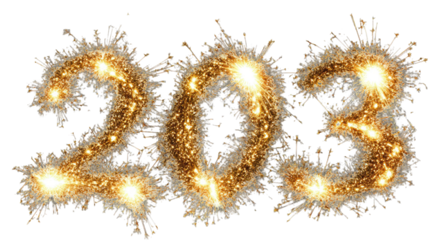 Sparkling fireworks display forming the year 2023 (1)