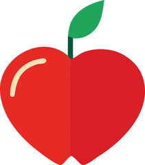 Vibrant red apple icon with green leaf represents freshness health and delicious fruit perfect for various design projects