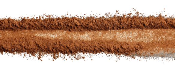 Brown powdered substance in a long, thin, textured line